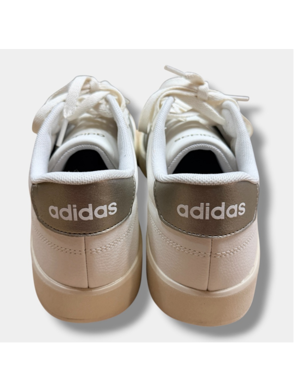 Adidas Women’s Size 10 White Silver Stripe Sneakers Casual Lace Up Shoes - Picture 6 of 12